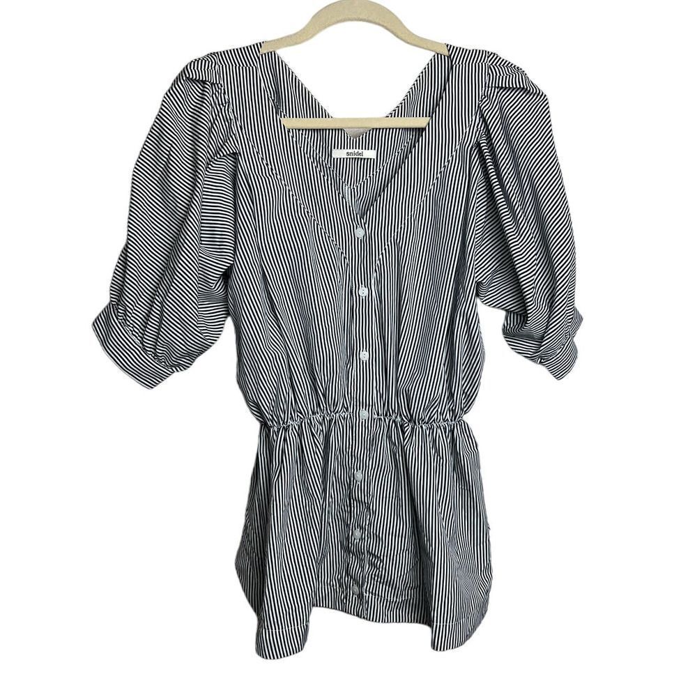 Snidel Black and White Striped Top O/S
